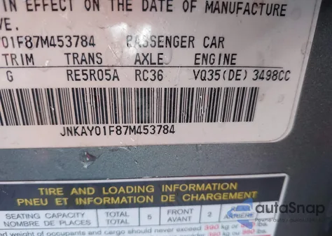 2007 Infiniti M35X from USA, damaged, VIN JNKAY01F87M453784